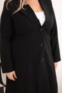 Płaszcz damski Plus Size klasyczny z guzikami i kołnierzem czarny