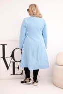 Płaszcz damski Plus Size klasyczny z guzikami i kołnierzem niebieski