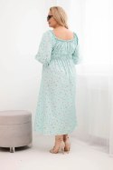 Sukienka damska Plus Size z dekoltem na troczki i elastyczną talią miętowa