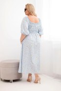 Sukienka damska Plus Size z dekoltem na troczki i elastyczną talią niebieska