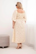 Sukienka damska Plus Size z dekoltem na troczki i elastyczną talią żółta
