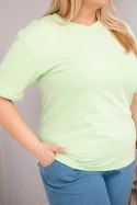 Bluzka damska bawełniana Plus Size z krótkim rękawem basic jabłkowa