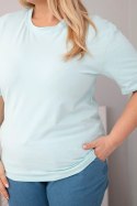 Bluzka damska bawełniana Plus Size z krótkim rękawem basic miętowa