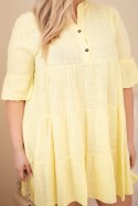 Sukienka damska bawełniana Plus Size z falbanami żółta