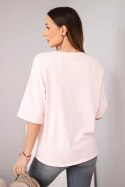 Bluzka damska bawełniana oversize z nadrukiem "Dog Fashion" cukierkowy róż