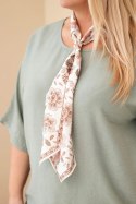 Bluzka damska wiskozowa Plus Size z krótkim rękawem i ozdobną apaszką khaki