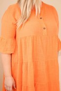 Sukienka damska bawełniana Plus Size z falbanami pomarańczowa
