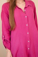 Koszula bawełniana muślinowa Plus Size śliwkowa