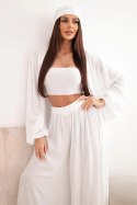 Komplet damski wiskozowy 4-częściowy w stylu boho biały