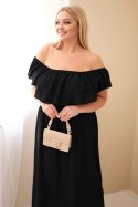Sukienka damska Plus Size z falbaną i elastyczną talią czarna
