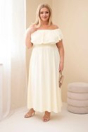 Sukienka damska Plus Size z falbaną i elastyczną talią żółta
