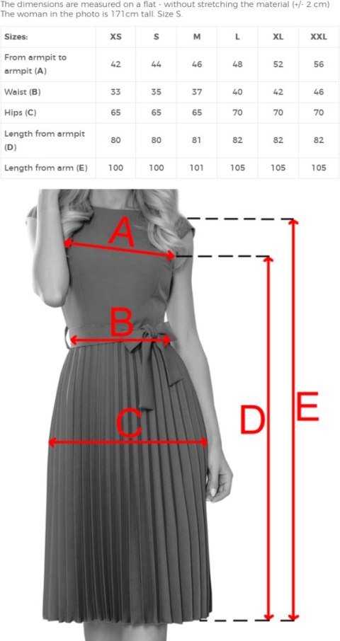 311-21 LILA Klasyczna plisowana sukienka z krótkim rękawkiem i paskiem - masełkowy żółty