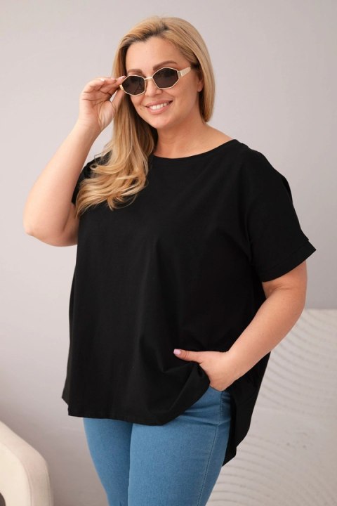 Bluzka damska Plus Size bawełniana z krótkim rękawem czarna