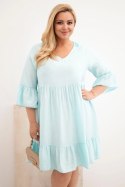 Sukienka damska Plus Size wiskozowa z ażurowym zdobieniem miętowa