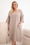 Sukienka damska Plus Size wiskozowa z kieszeniami krótki rękaw fango