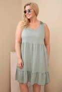 Sukienka damska Plus Size wiskozowa z koronką bez rękawów khaki