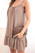 Sukienka damska wiskozowa na ramiączkach z falbaną i wiązaniem fango