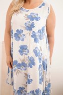 Sukienka damska Plus Size wiskozowa w kwiaty na ramiączkach beżowa