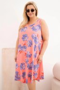 Sukienka damska Plus Size wiskozowa w kwiaty na ramiączkach malinowa