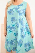 Sukienka damska Plus Size wiskozowa w kwiaty na ramiączkach miętowa