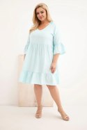 Sukienka damska Plus Size wiskozowa z ażurowym zdobieniem miętowa