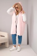 Kamizelka damska Plus Size pikowana z kapturem cukierkowy róż