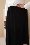 Spódnica damska Plus Size bawełniana muślinowa z falbaną i gumką czarna