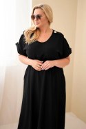 Sukienka damska Plus Size z marszczoną talią czarna