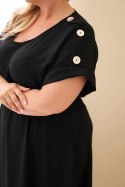 Sukienka damska Plus Size z marszczoną talią czarna