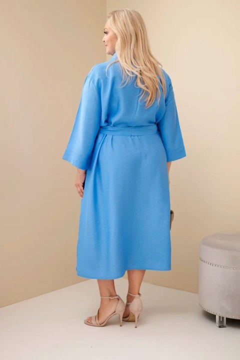 Sukienka damska bawełniana Plus Size koszulowa z paskiem jeansowa