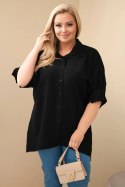 Koszula damska Plus Size bawełniana z guzikami i kołnierzem czarna