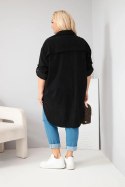 Koszula damska Plus Size z wiskozy sztruksowa z podpinanymi rękawami czarna