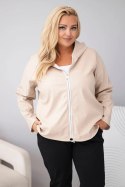 Kurtka damska Plus Size z kapturem i regulowanym dołem beżowa