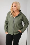 Kurtka damska Plus Size z kapturem i regulowanym dołem khaki
