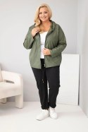 Kurtka damska Plus Size z kapturem i regulowanym dołem khaki