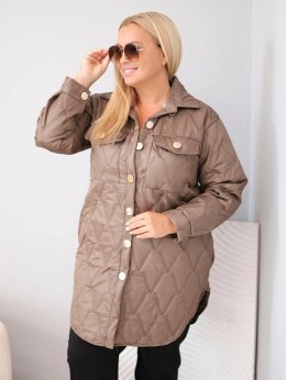 Kurtka damska Plus Size pikowana z kołnierzem i kieszeniami fango