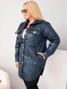 Kurtka damska Plus Size pikowana z kołnierzem i kieszeniami granatowa