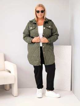 Kurtka damska Plus Size pikowana z kołnierzem i kieszeniami khaki