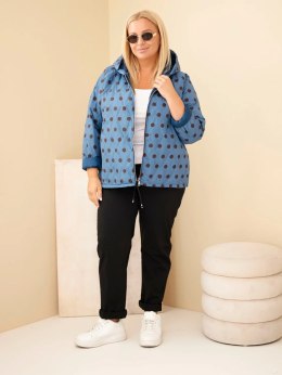 Kurtka damska Plus Size w grochy z kapturem jeansowa