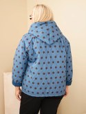 Kurtka damska Plus Size w grochy z kapturem jeansowa