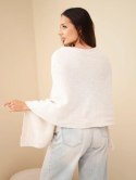 Sweter damski ponczo z baby alpaki z guzikami beżowy