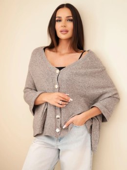 Sweter damski ponczo z baby alpaki z guzikami fango